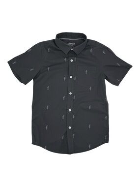 Cat & Jack Boys Gray Lightning Bolt Button Down Shirt Size M 8-10 Short Sleeve